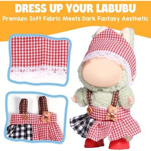 Aicase ชุดของเล่นการ์ตูน2ชิ้นสำหรับเสื้อผ้าและเครื่องแต่งกายสำหรับ Labubu ขนาด17ซม. หมวกตุ๊กตา Lububu & เสื้อผ้าสำหรับเด็กผู้ชายแรงบันดาลใจจาก La Bubu - Product Image 6