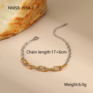 Collier en acier inoxydable tendance, chaîne bicolore 40+5cm, bijoux pour femmes NMSN-J554-3 - Product Image 3