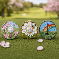Marqueurs de balle de golf personnalisés à motif floral printanier, design gratuit, accessoires de golf en émail souple ou dur avec logo pour les amateurs de golf