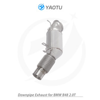 YT untuk BMW B48 2.0T baja tahan karat headset lengan antarmuka bagian tengah dengan katalis tiga arah dan isolasi panas