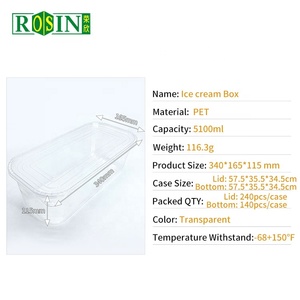 Tùy chỉnh dùng một lần thermoforming rõ ràng cấp thực phẩm Pet hình chữ nhật 5L <span class=keywords><strong>Ice</strong></span> <span class=keywords><strong>Cream</strong></span> hộp nhựa với nắp - Product Image 5