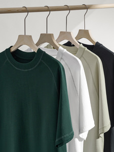 2025 all'ingrosso da uomo di alta qualità estate in puro cotone tinta unita a maniche corte t-shirt Design semplice linea luminosa ampia vestibilità - Product Image 4
