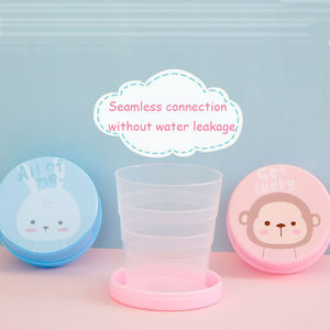 Tasse pliante de 100ML avec couvercle, tasse à eau en plastique réutilisable et portable, tasse à rince-bouche pliable de dessin animé, tasse à boire pour voyage et extérieur - Product Image 2