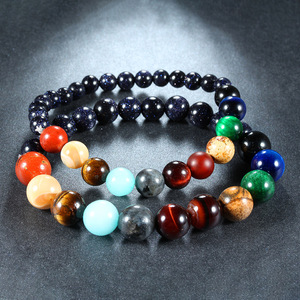 Venta caliente elástico Piedra Natural lava cuentas brazalete noche estrella galaxia <span class=keywords><strong>pulsera</strong></span> ocho cuentas planetarias <span class=keywords><strong>pulsera</strong></span> - Product Image 2