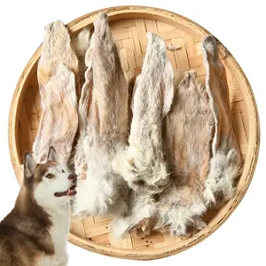천연 토끼 귀 개인 라벨 애완 동물 씹는 치료 치킨 안심 애완 동물 사료 개 치료 토끼 귀 닭 고기