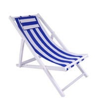 Chaise longue de plage pliable en bois et toile, portable et individuelle - Chaise de plage en bois pour l'extérieur