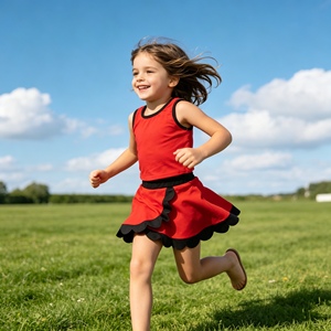 ชุดเด็กผู้หญิง GSD4028 rts Little Active Girl สีแดงลายตารางหมากรุกสีดำ ชุดเซ็ตขายส่งแบบไม่มีแขน เสื้อผ้าเด็กผู้หญิง กระโปรง ชุดโยคะ - Product Image 1