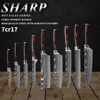 9 couteaux de chef de cuisine japonais, ensemble d'outils professionnels en acier inoxydable à haute teneur pièces carbone