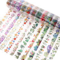 12 rouleaux Washi Tape Set Feuille d'or Masquage Plantes florales Rubans décoratifs pour bricolage artisanat, journaux, planificateurs, Scrapbook, emballage