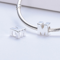 Vente chaude Logo Personnalisé S925 Argent Lettre A-Z Alphabet Charme Plata 925 Lettres Initiales Perle pour Femmes Bracelet Collier Diy