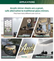 Miroir décoratif en acrylique de 0,6 à 6 mm, panneau mural en acrylique couleur miroir, feuille d'acrylique miroir dorée pour la vente en gros