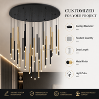 Lustre cascade de luxe en acrylique, lampe suspendue cylindrique multi-lumières pour hall d'hôtel, escalier, atrium, villa, foyer
