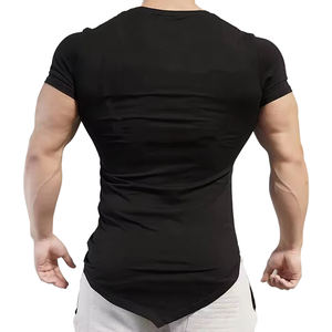New Design Irregular Fitness Workout Men's T Shirt Outdoor Casual V-neck Bodybuilding Slim <b>Fit</b> <b>Gym</b> Sport Mens T Shirts - Product Image 3