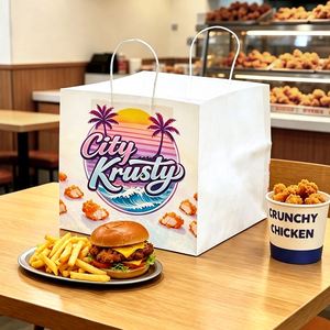 Bolsas de Papel Kraft Biodegradables y Ecológicas con Asas Retorcidas, Impresas con Logotipo Personalizado, para Empacar Hamburguesas y Pollo Frito - Product Image 4
