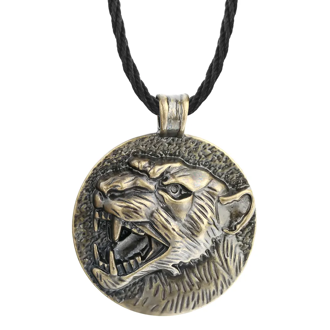 Vintage Männer Schmuck Tiger Charme Halskette Valknut Viking Symbol Panther Kopf Tier Predator Anhänger Halskette Jaguar