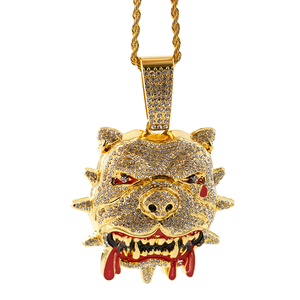 Gold Tone Animal Head <b>Pendant</b> <b>Necklace</b> Rhinestone Charm Chain <b>Necklace</b> Hip Hop Fashion Jewelry <b>for</b> <b>Men</b> - Product Image 4