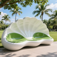 Silla Escultórica de Fibra de Vidrio con Forma de Concha Marina, Banco Creativo con Diseño de Concha para Decoración de Hoteles, Piscinas y Patios