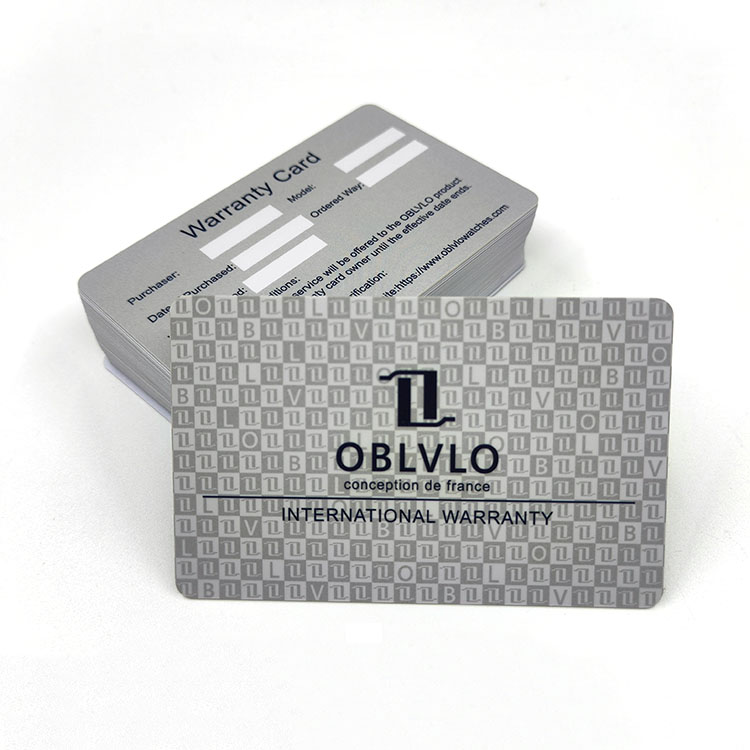 Hot Selling Custom Plastic Printing Pvc Warranty Card for Bag Clothing Shoes