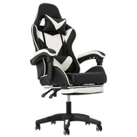 Chaise de jeu exécutive avec hauteur réglable, repose-pieds ergonomique, base pivotante chromée, acier inoxydable, cuir PU