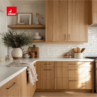 Meuble de cuisine en contreplaqué mélaminé style bois grainé moderne Alland, design luxueux, facile à assembler