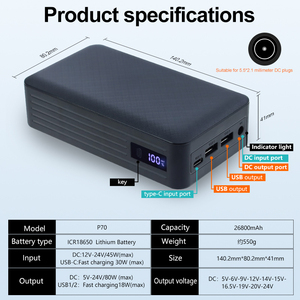 Banco de energía móvil 26800mAh Bancos de energía del teléfono Usb-A Cargadores Fuente de alimentación móvil 26800mAh Portátil Venta al por mayor Teléfono <span class=keywords><strong>Powerbank</strong></span> - Product Image 4