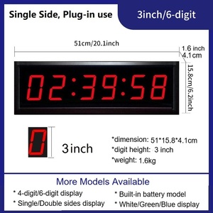 Reloj de Pared Digital ZX de 3 Pulgadas con Pantalla LED de 6 Dígitos, Cronómetro Multifunción para Gimnasio, Entrenamiento, Deportes, Fitness y Reuniones - Product Image 2