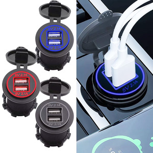 Cargador de coche USB Dual de 12V, salida impermeable de carga rápida de 5V 2.1A con LED rojo para RV, barco, electrónica automotriz marina - Product Image 2