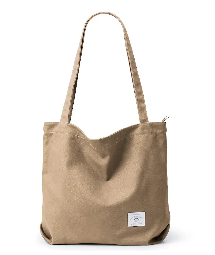 Grand sac fourre-tout en toile personnalisé, logo imprimé personnalisé, design propre, avec poches et fermeture éclair