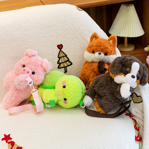 Borsa da scuola carina con cartoni animati all'ingrosso giocattolo di peluche di tartaruga piccola volpe borsa con animali di pezza giocattolo per bambini zaino in peluche - Product Image 2