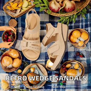 <span class=keywords><strong>Femmes</strong></span> Vintage rétro bout ouvert plate-forme <span class=keywords><strong>sandales</strong></span> compensées été mode chaussures en cuir <span class=keywords><strong>orthopédiques</strong></span> pour printemps hiver utilisation en plein air - Product Image 2