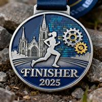 Médaille de Marathon en Alliage de Zinc au Design Géométrique Moderne Personnalisé, Commande en Gros, Souvenir de Course, Médaille de Course 5K 10K