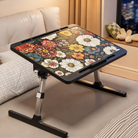 Bureau d'étude/écriture pliable et durable pour étudiants, motif mandala de style nordique, avec porte-gobelet ; Bureau pour ordinateur portable à hauteur réglable pour