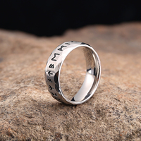 Bague en acier inoxydable pour homme avec runes nordiques, bijoux vikings pour homme