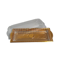JY-F2202 Assiette et bol rectangulaires jetables en plastique doré pour sushis, idéaux pour les plateaux de service à emporter