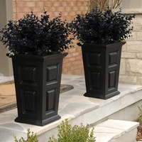 Bunga Plastik Buatan Hitam Tahan UV untuk Dekorasi Halloween, Pot Gantung Indoor Outdoor dengan Tanaman Luar Ruangan untuk Taman Bunga