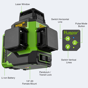 <span class=keywords><strong>Huepar</strong></span> 3D Green Line <span class=keywords><strong>Laser</strong></span> LS03CG <span class=keywords><strong>360</strong></span> Niveles láser rotativos con estuche rígido - Product Image 4