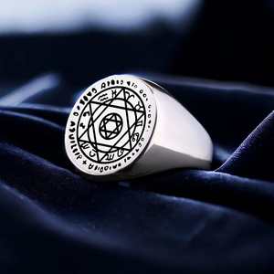 Anello in Acciaio Inossidabile R696 con Sigillo di <span class=keywords><strong>Salomone</strong></span>, Esagramma a Sei Punte, Zodiacale, Amuleto Talismano in Metallo Tagliato al Laser - Product Image 4