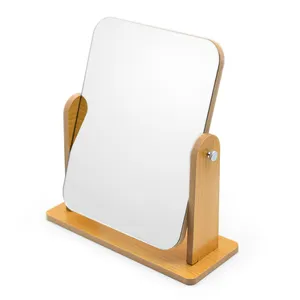 Портативный стол столешница деревянная рамка Зеркало для ванной косметическое зеркало для бритья с деревянной подставкой