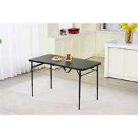 Table d'extérieur pliable réglable en HDPE écologique, imperméable, pliable en deux, légère et portable, noir intense, 4 pieds