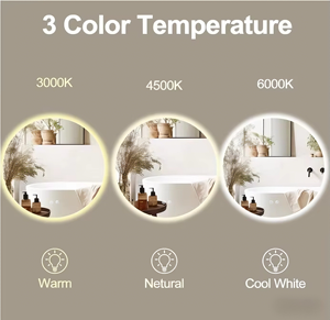 LED dairesel akıllı aydınlık banyo aynası duvara monte makyaj aynası - Product Image 4