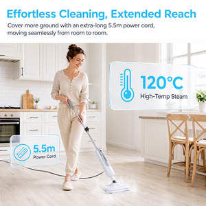Nettoyeur vapeur PJJ071, 120 ° Nettoyeur vapeur haute température C, 2-en-1, portable et pour sols, pour le nettoyage de la maison, de la cuisine et de la salle de bain - Product Image 4