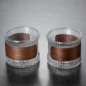 150ML all'ingrosso doppia parete tazza di vetro alta borosilicato tazze da tè viaggio tazza di caffè con cappuccio in legno - Product Image 2