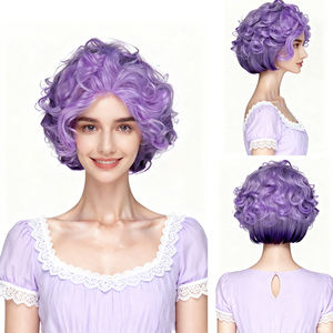 Perruque synthétique courte bouclée violette de qualité supérieure, perruque tendance pour femmes, <span class=keywords><strong>coiffure</strong></span> à la mode pour les fêtes, les rassemblements, les événements de cosplay - Product Image 1