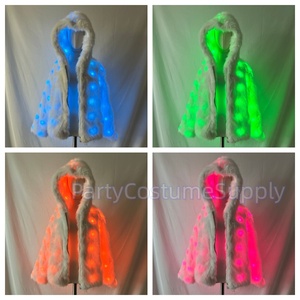 เสื้อแจ็คเก็ตขนเฟอร์เทียม Luwint สำหรับผู้หญิง พร้อมไฟ LED กระพริบ  ฮู้ด<span class=keywords><strong>ขน</strong></span>เฟอร์หนานุ่ม  ชุดแฟชั่นสำหรับงานปาร์ตี้ - Product Image 5