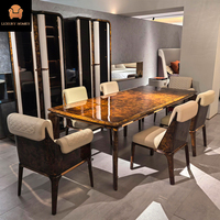 Ensemble de table à manger rectangulaire en bois massif moderne de luxe haut de gamme avec 6 chaises