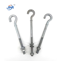 Boulon en J galvanisé à chaud en acier Q235 pour ligne électrique aérienne avec écrous et rondelles, taille personnalisée JM disponible