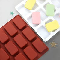 Moule à chocolat en silicone jetable écologique à 12 cavités rectangulaires à coins arrondis, 12 grilles, vente chaude