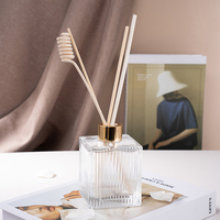 Vente en gros de flacons en verre transparent carrés à bille pour diffuseurs d'huiles essentielles, 100 ml et 200 ml, emballage de luxe vide