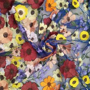 Tela de encaje bordado multicolor 3D Premium directo de fábrica Producto de categoría de alta calidad - Product Image 3