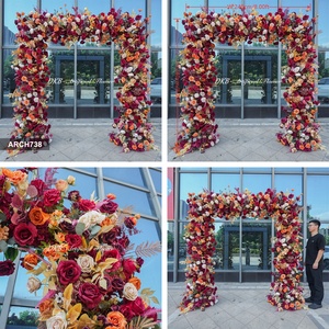 High Quality red Square Silk <b>Artificial</b> <b>Flower</b> Arch Wedding Arch for Wedding Decoration and Party Props - Product Image 3